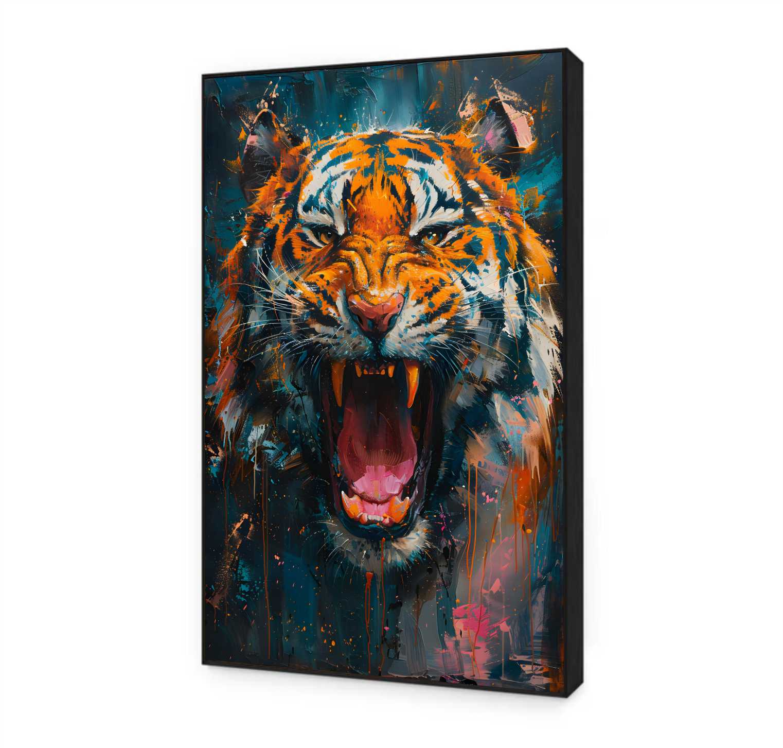 Quadro Decorativo Colorido Tigre Rugindo 